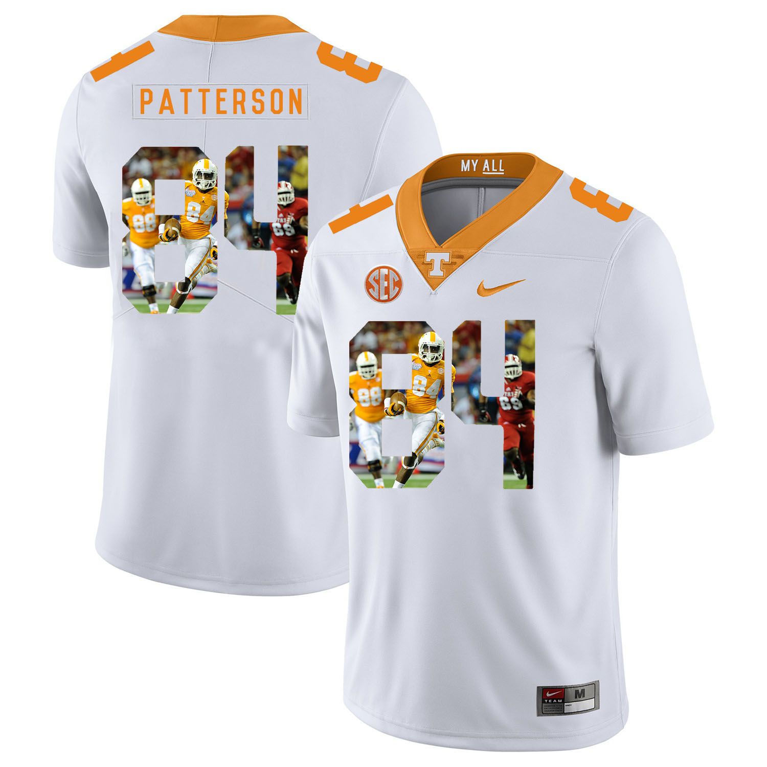 Men Tennessee Volunteers #84 Patterson White Fashion Edition Customized NCAA Jerseys